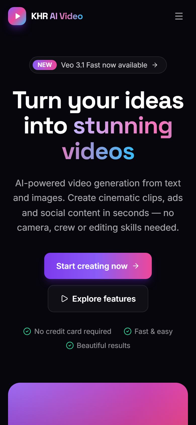 KHR AI Video mobile